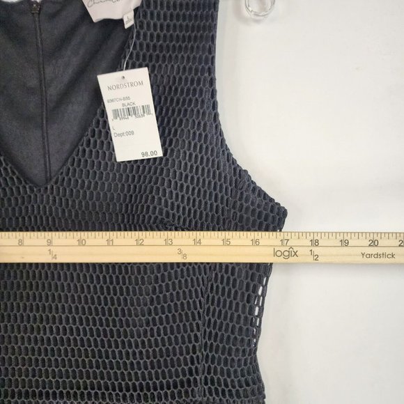 Charles Henry Dress Womens Large Black Net Pattern V Neck Fit Flare Night Out - Picture 4 of 13